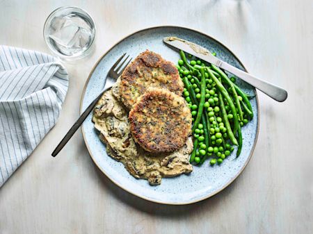 Pork Schnitzel with Creamy Garlic Mushrooms