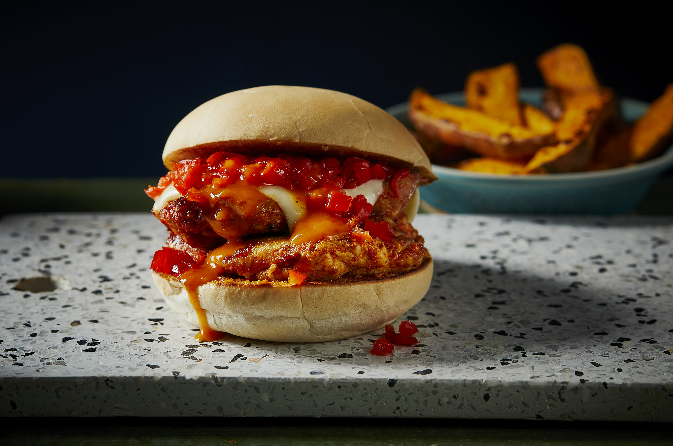 Chicken Burger with Pepper Relish