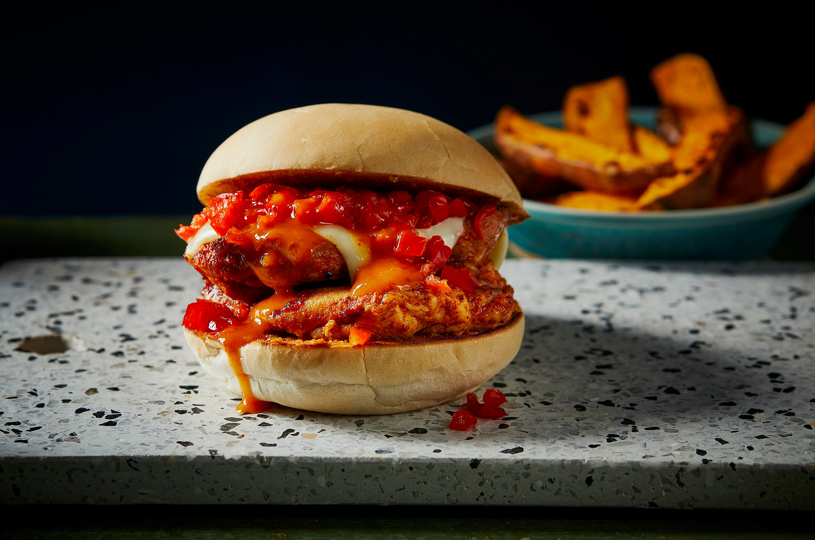 Chicken Burger with Pepper Relish