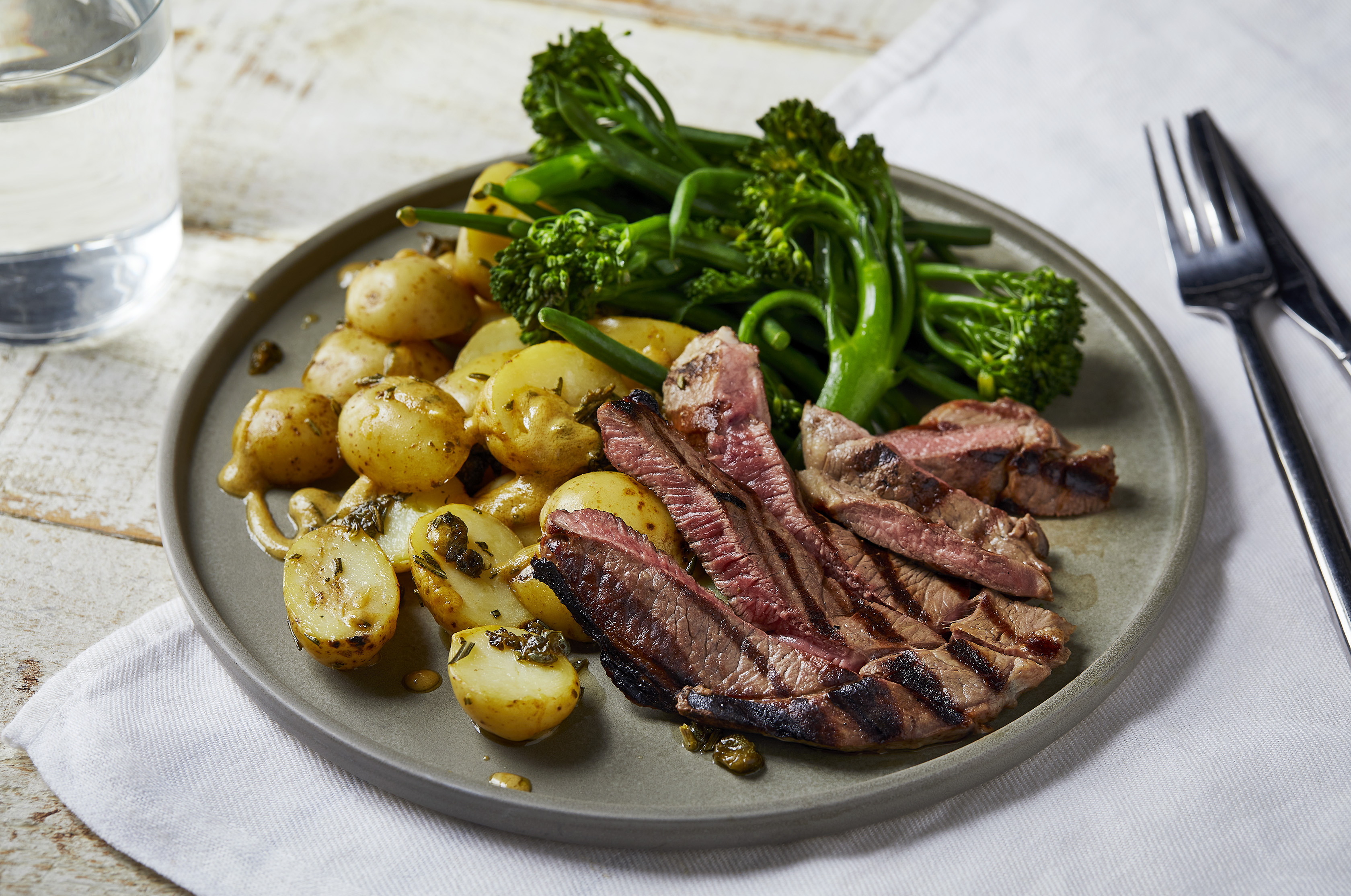 Lamb Leg Steaks with Rosemary Potatoes