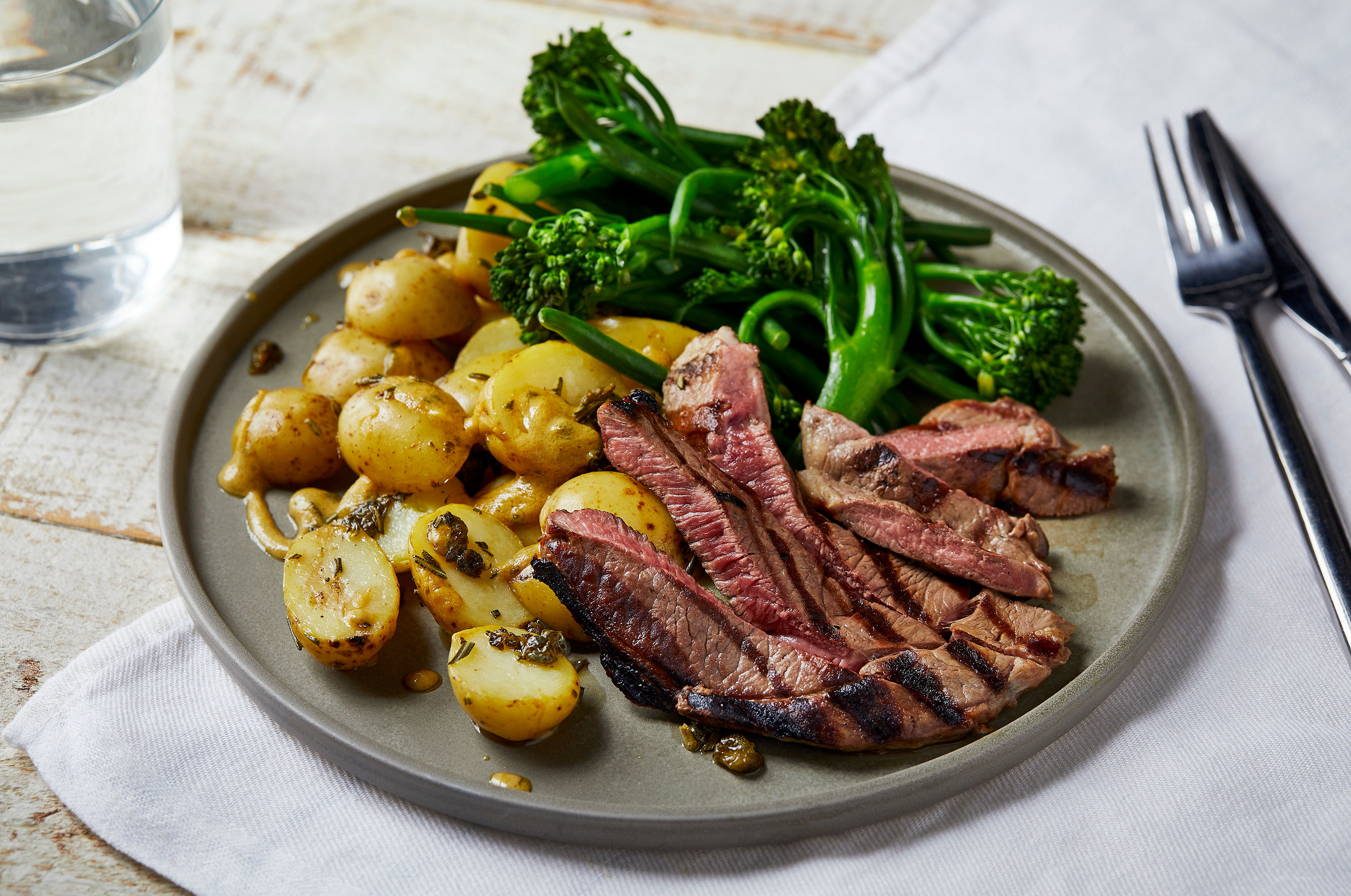 Lamb Leg Steaks with Rosemary Potatoes