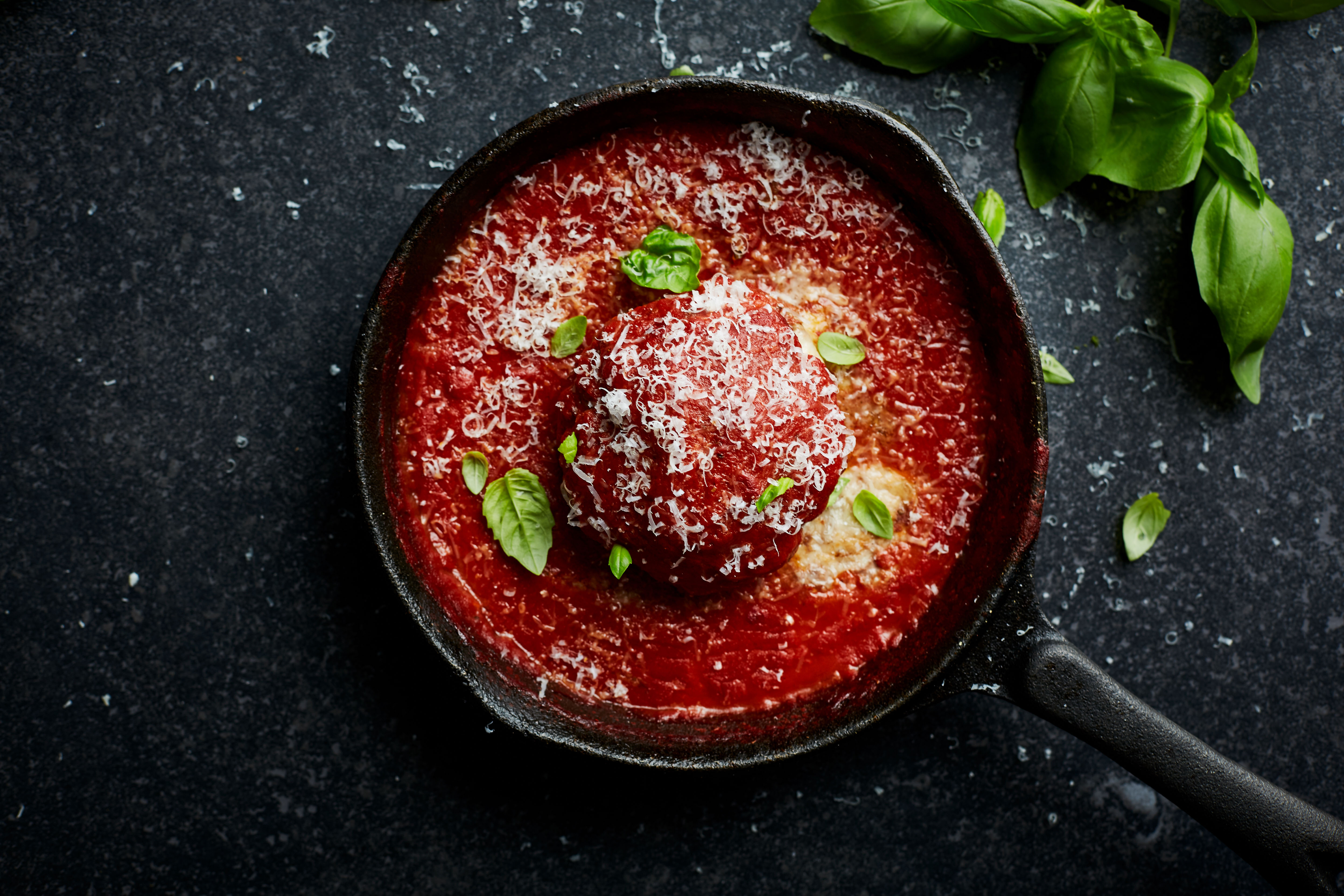 Giant Stuffed Meatball with Tomato Sauce