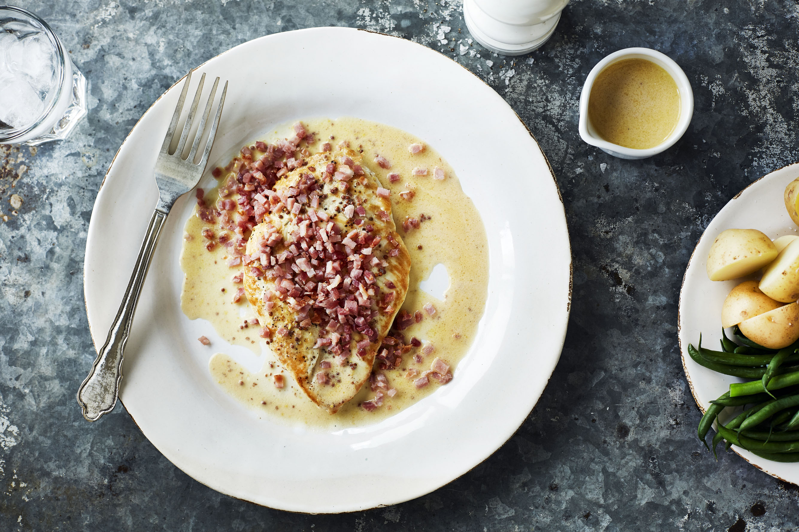 Creamy Mustard Chicken with Crispy Bacon