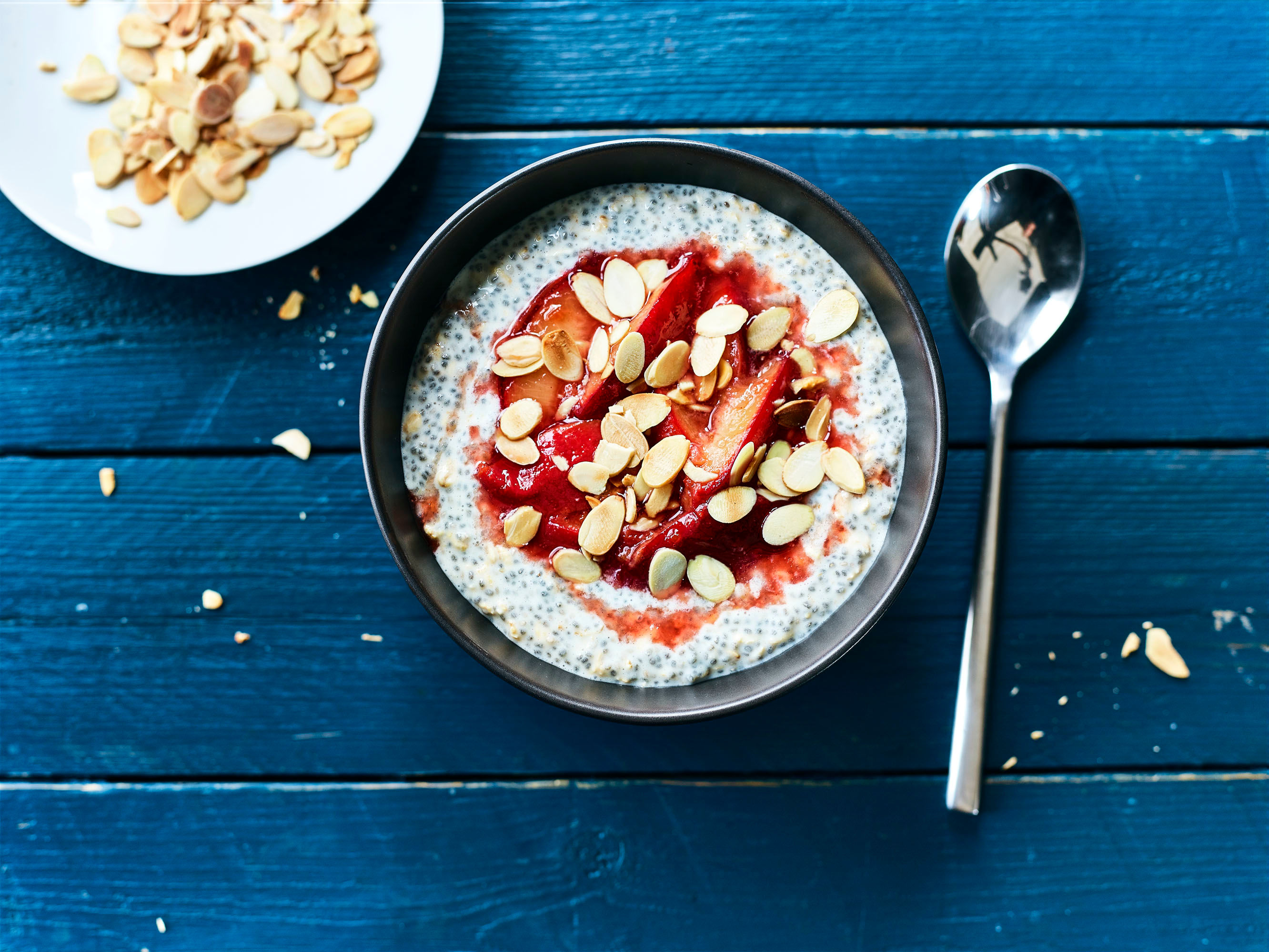 Chia and Coconut Breakfast Bowl with Spiced Plums