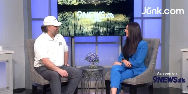 Junk.com crew member on 9 News talking about breakups and junk removal.