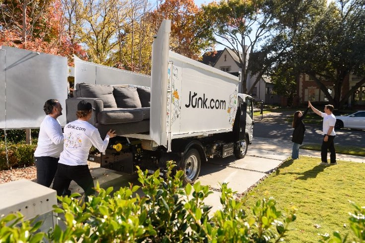 A Junk.com junk crew helps a family declutter their old furniture for spring cleaning.