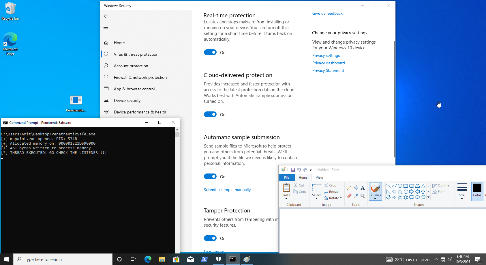 Malware execution on the victim's host.