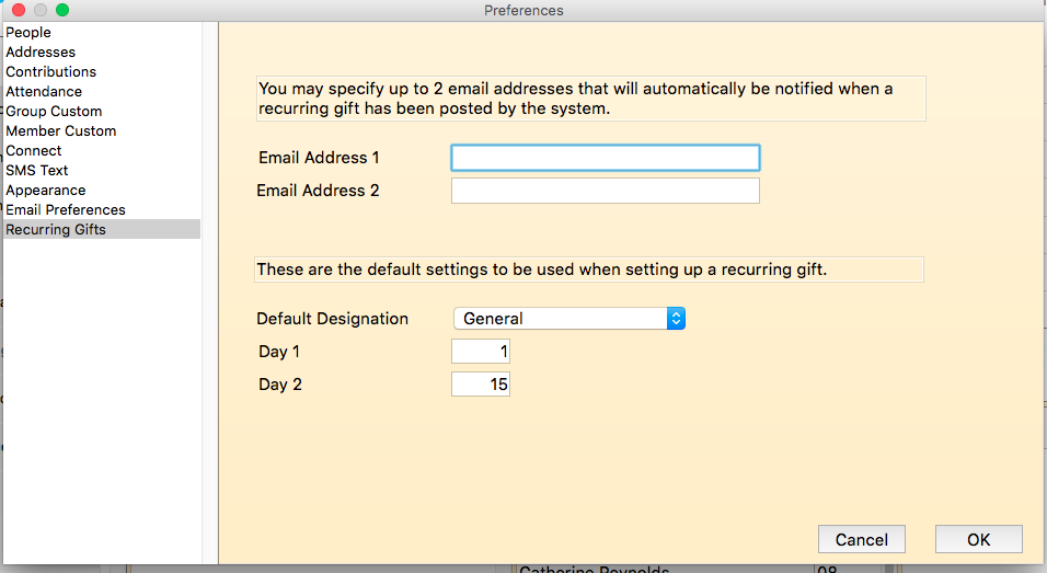 recurring gift pref