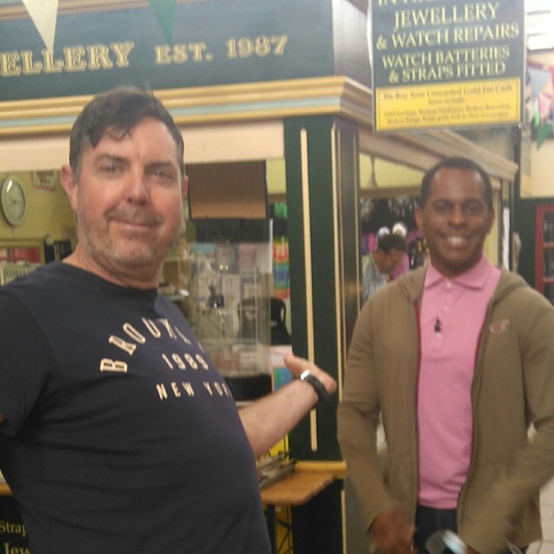 Steven from Cheeky Chai with Andi Peters at The Stockport Market