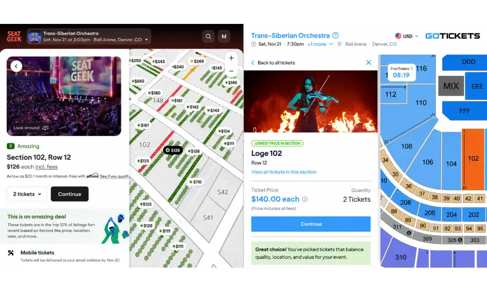 SeatGeek vs. GoTickets concert tickets