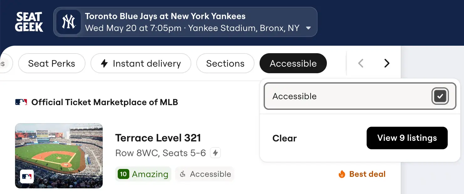 Yankees ADA Front Row