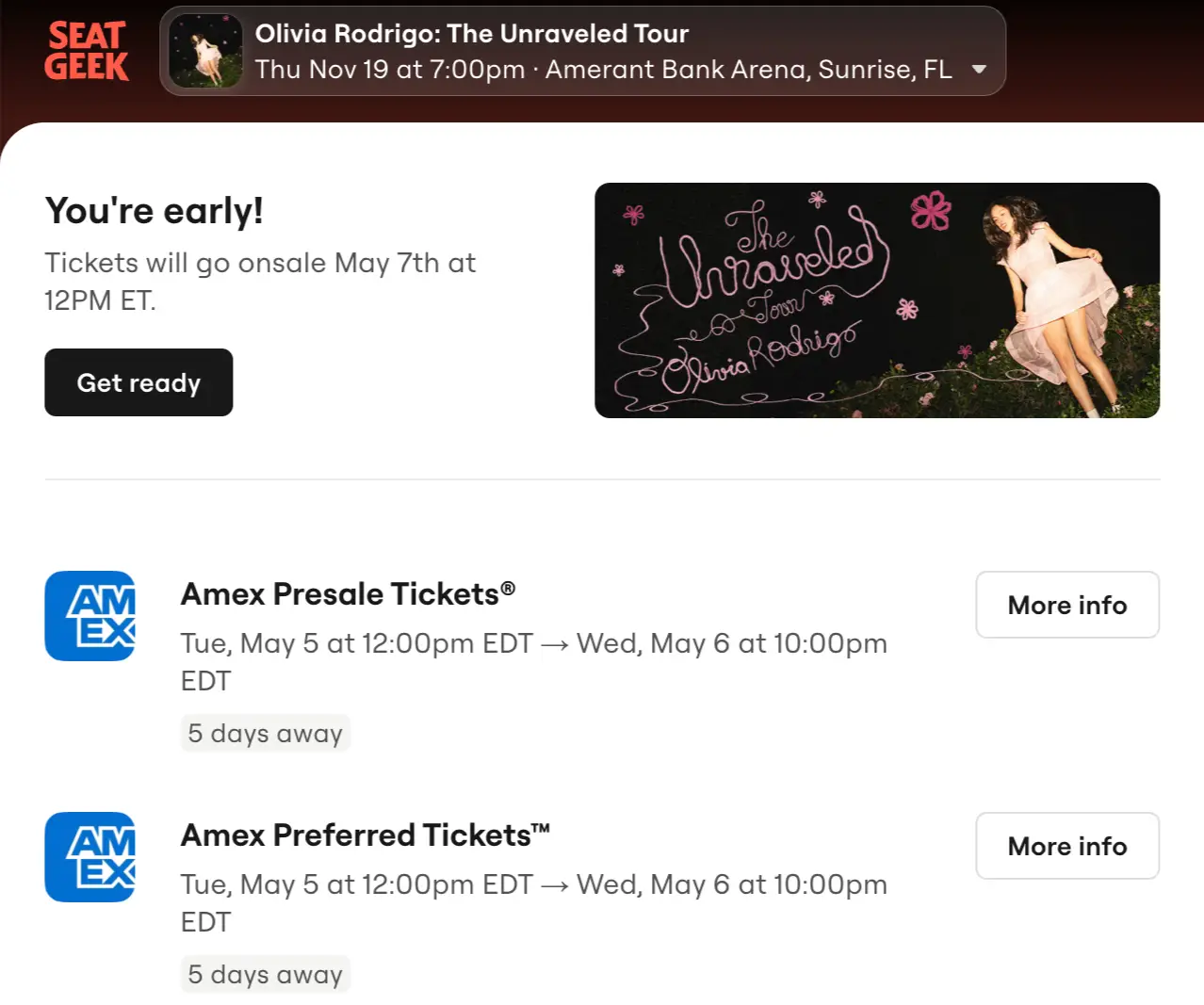 Olivia Rodrigo presales