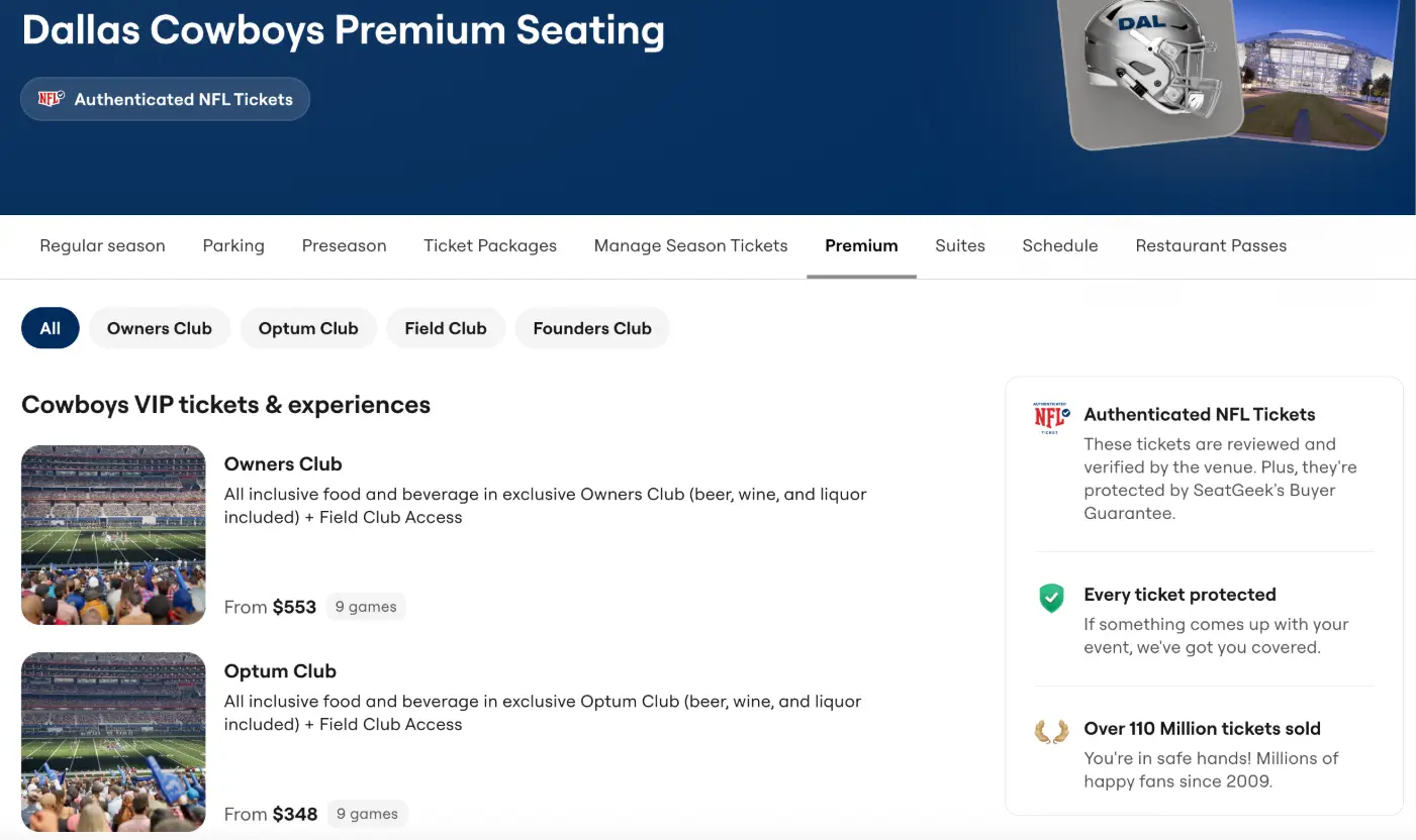 Cowboys premium options