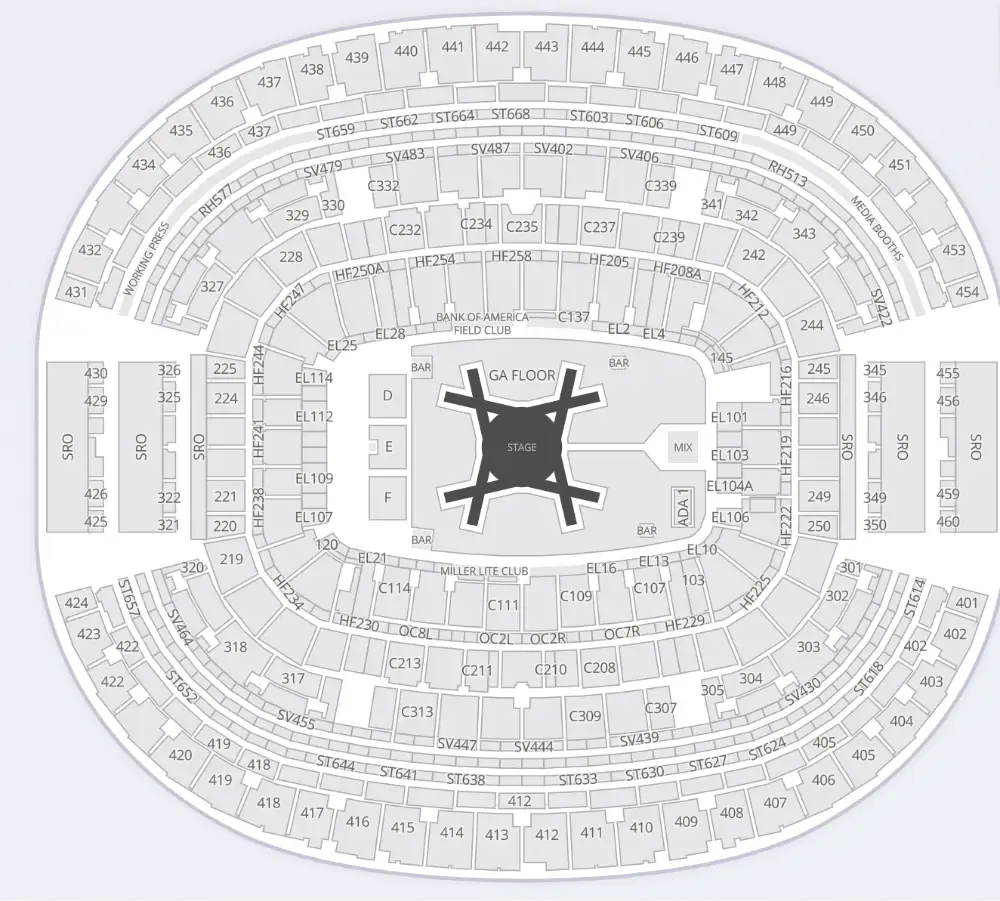 Luke Combs AT&T seating map