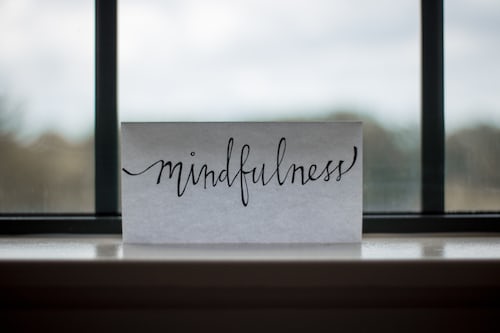 A paper that says "Mindfulness"