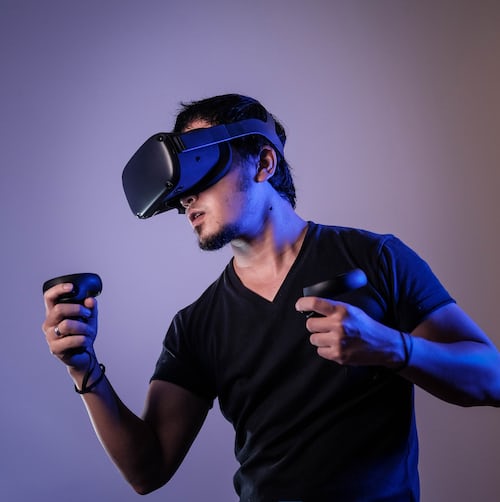 A man using a VR device