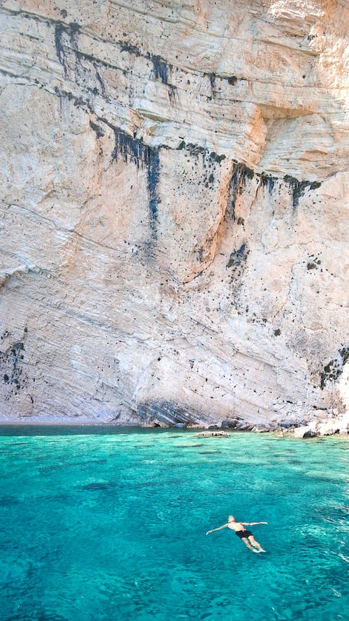 The sea cliffs of the island.