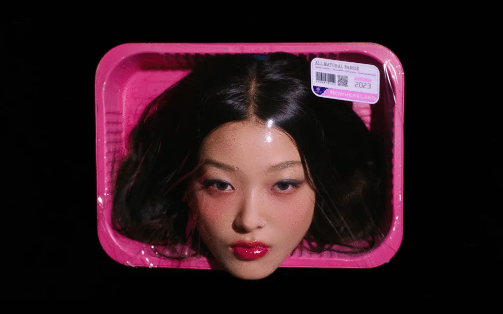 Katseye Gnarly MV | Yoonchae's face wrapped in plastic pink container