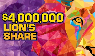 $4,000,000 LION’S SHARE  $10 Massachusetts scratch-off ticket