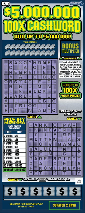 $5,000,000 100X CASHWORD