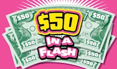 $50 in a Flash $1 scratch-off ticket