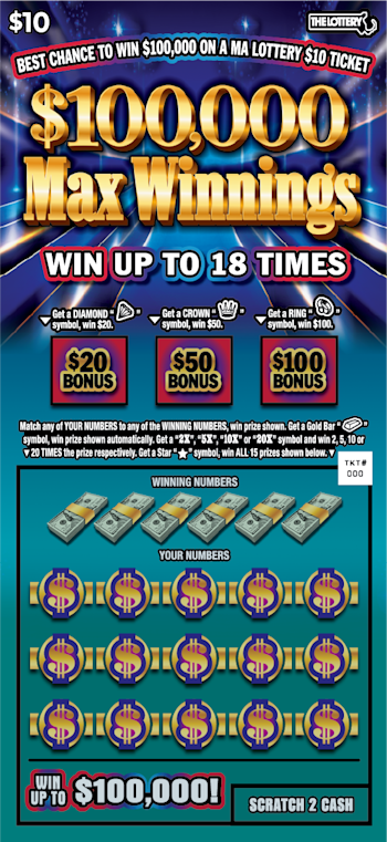 MA Lottery - $100,000 MAX WINNINGS (#508) - scratch off odds