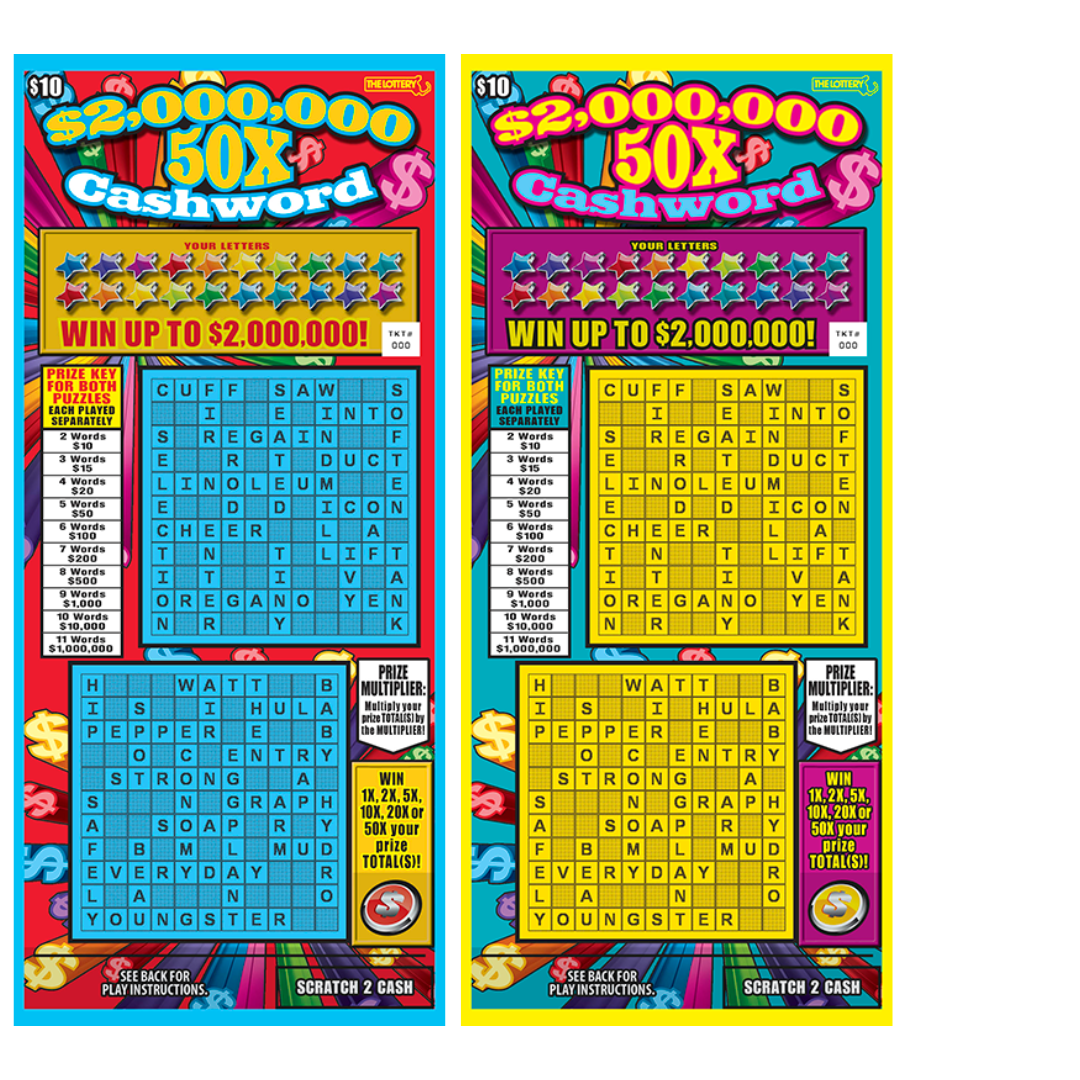 $2,000,000 50X CASHWORD 2025 ticket