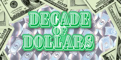 DECADE OF DOLLARS $10 Massachusetts scratch-off ticket