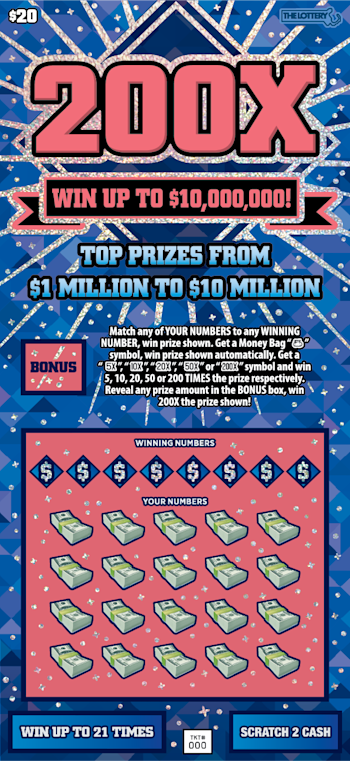 MA Lottery - 200X (#489) - scratch off odds