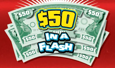 $50 in a Flash $1 Massachusetts scratch-off ticket