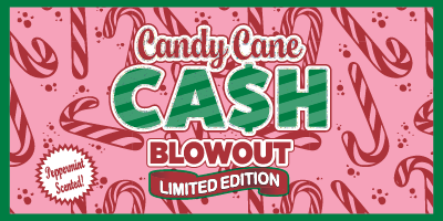 CANDY CANE CASH BLOWOUT scratch-off ticket