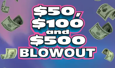 $50, $100 and $500 BLOWOUT  $10 Massachusetts scratch-off ticket