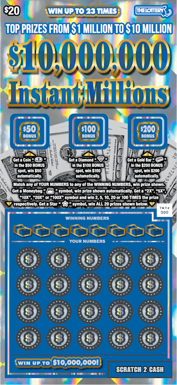 MA Lottery - $10,000,000 INSTANT MILLIONS (#509) - scratch off odds