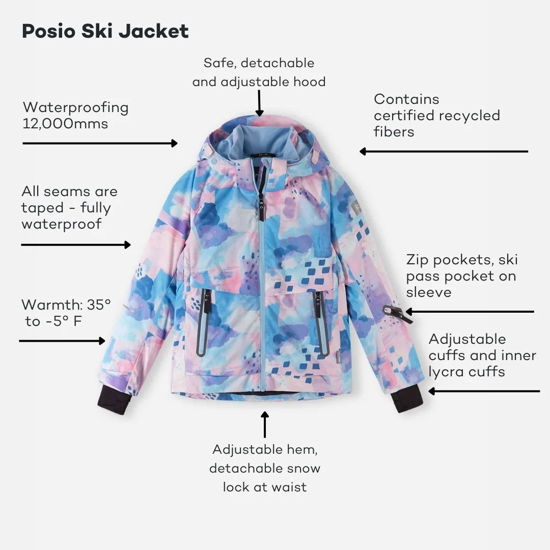 Posio Ski Jacket Flat Lay Features