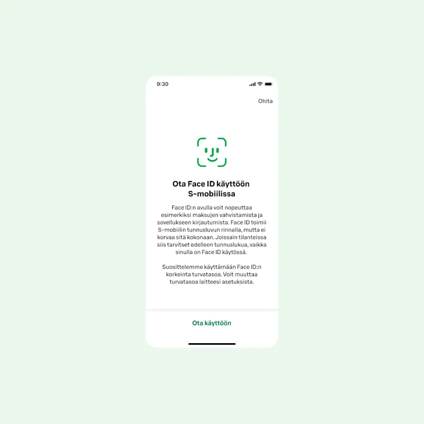 Ota käyttöön sormen­jälki- tai kasvojen­tunnis­tus