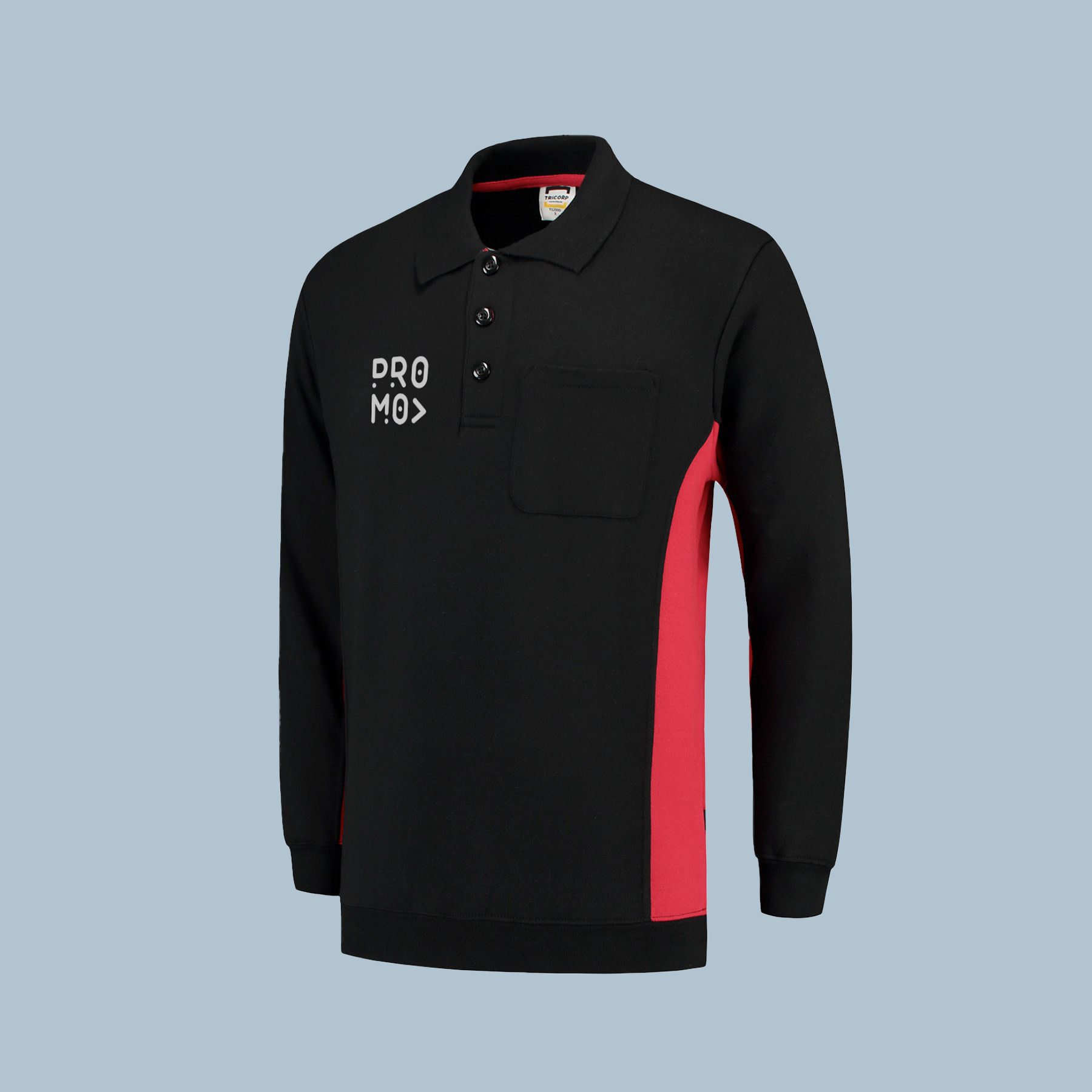 Werktrui-bicolorborstzak-front-rood