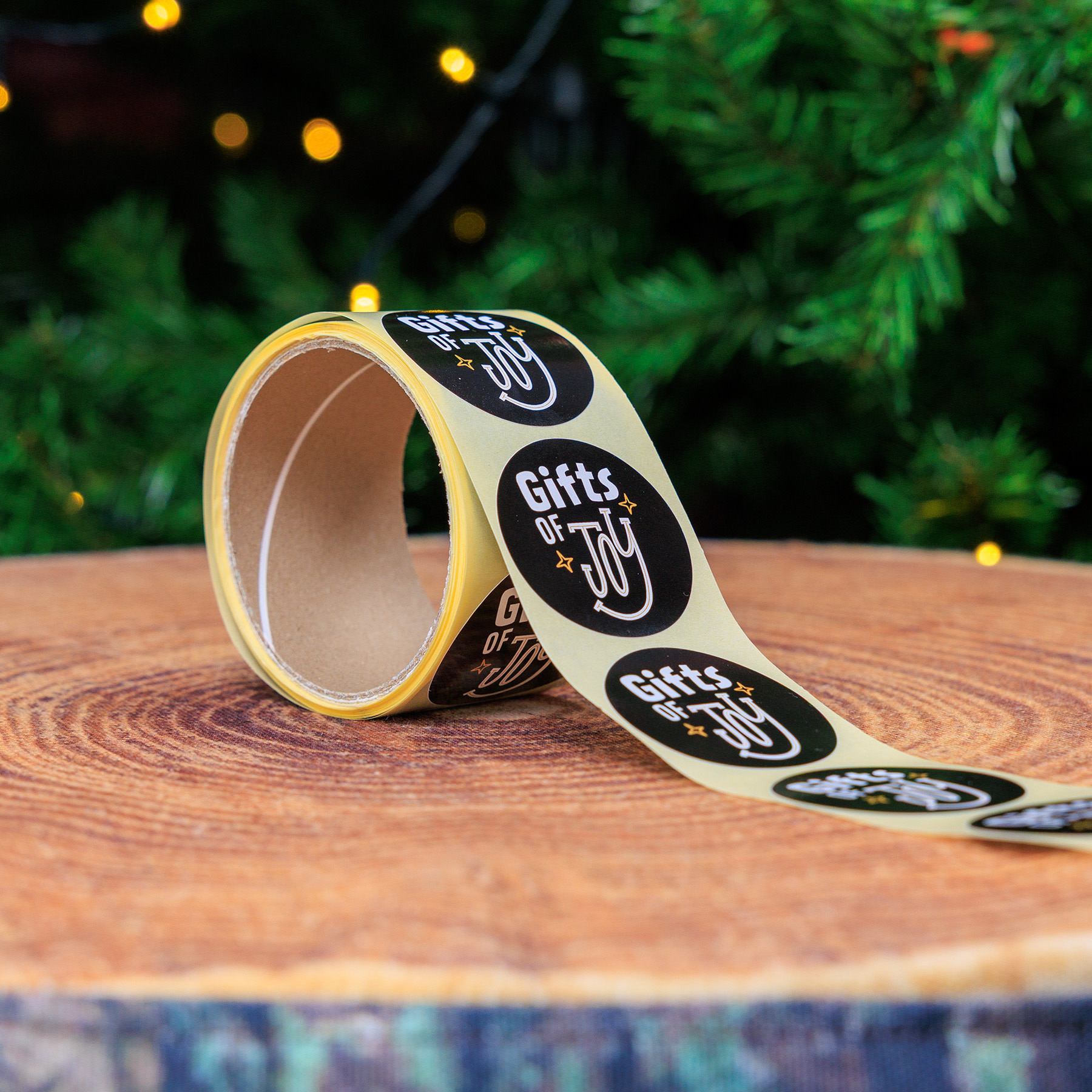 kerstproduct stickers-op-rol