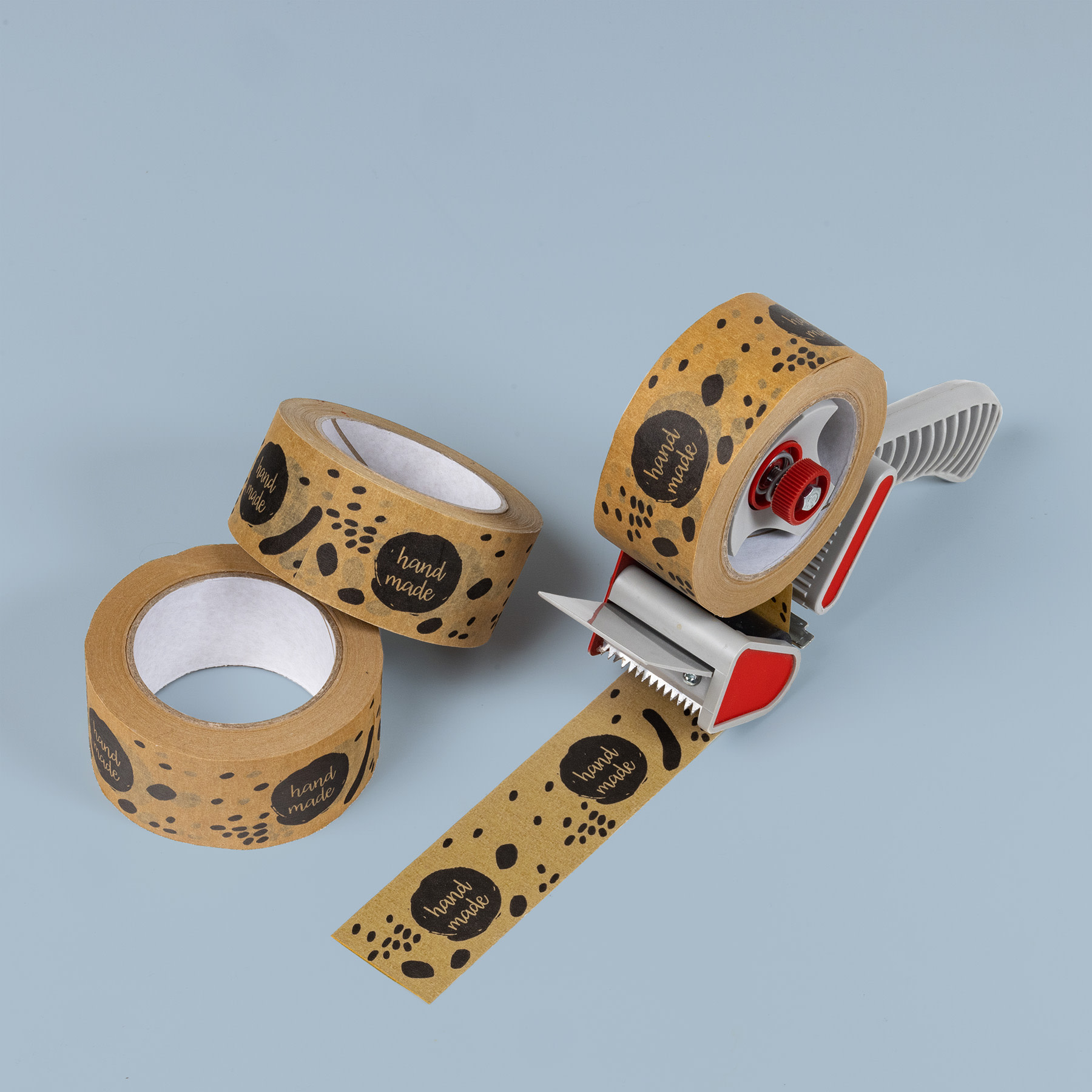 Bedrukte tape bruin papier totaal