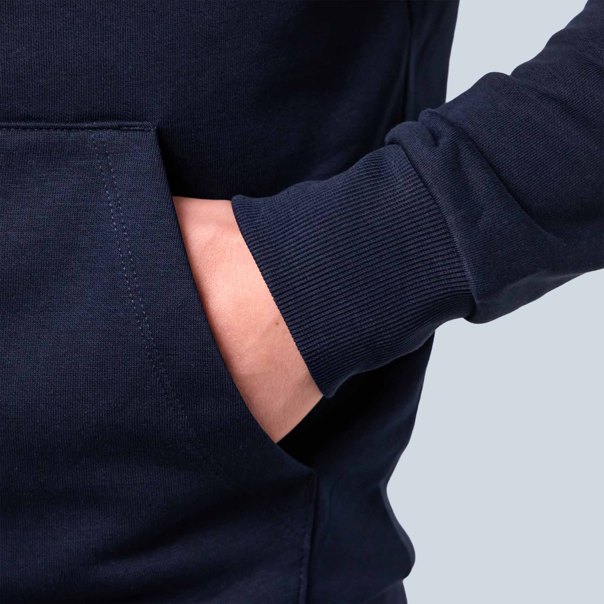 Premium-hoodie-met-rits-Buidel-Mouw