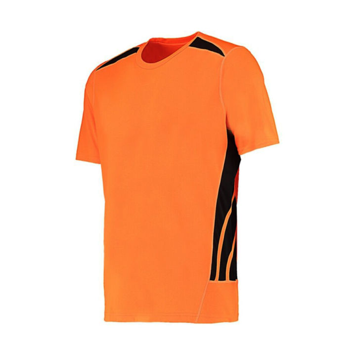 Basic-sportshirt-contrast-oranje-zwart