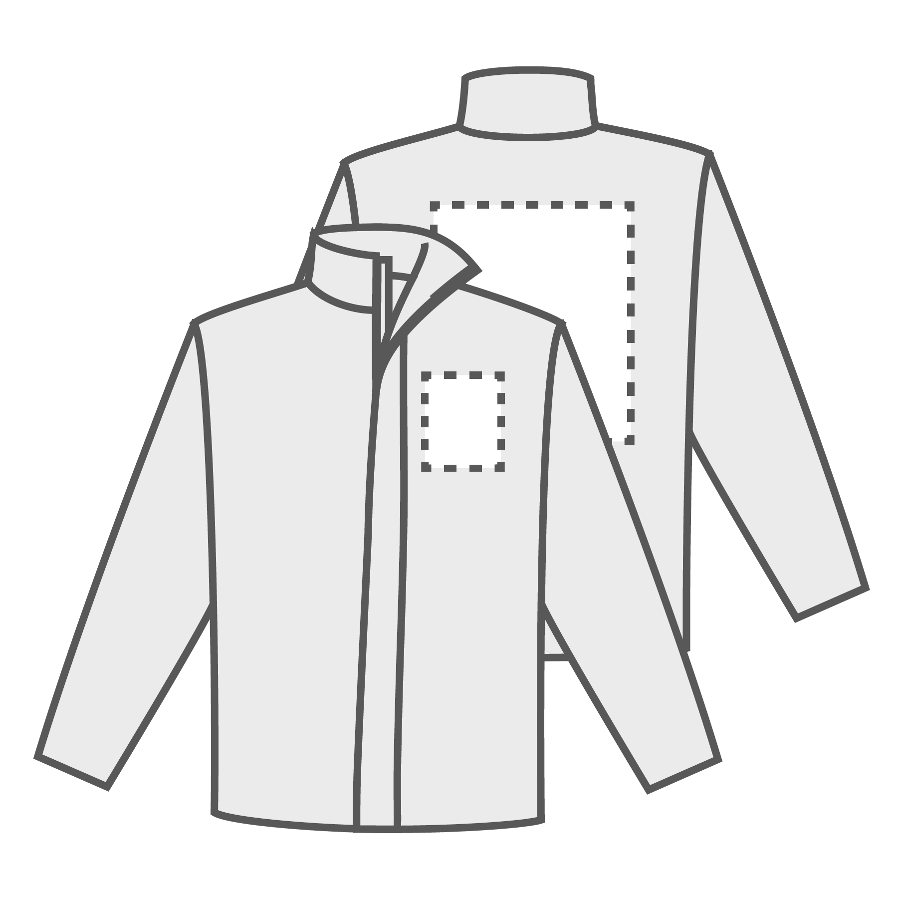 Linkerborst en achterzijde (10 x 10 cm)(30 x 35 cm)