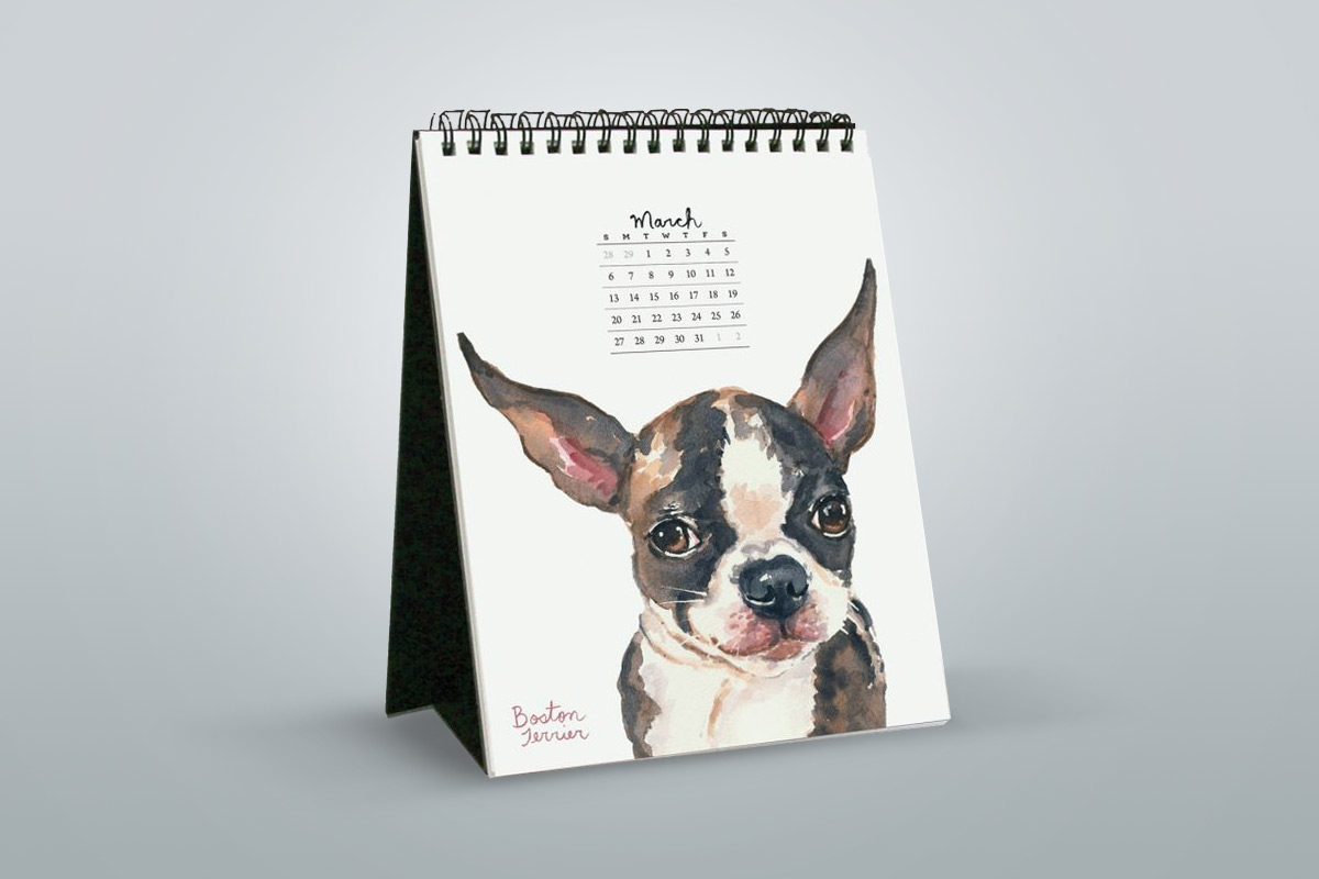 Bureau-kalender hondje
