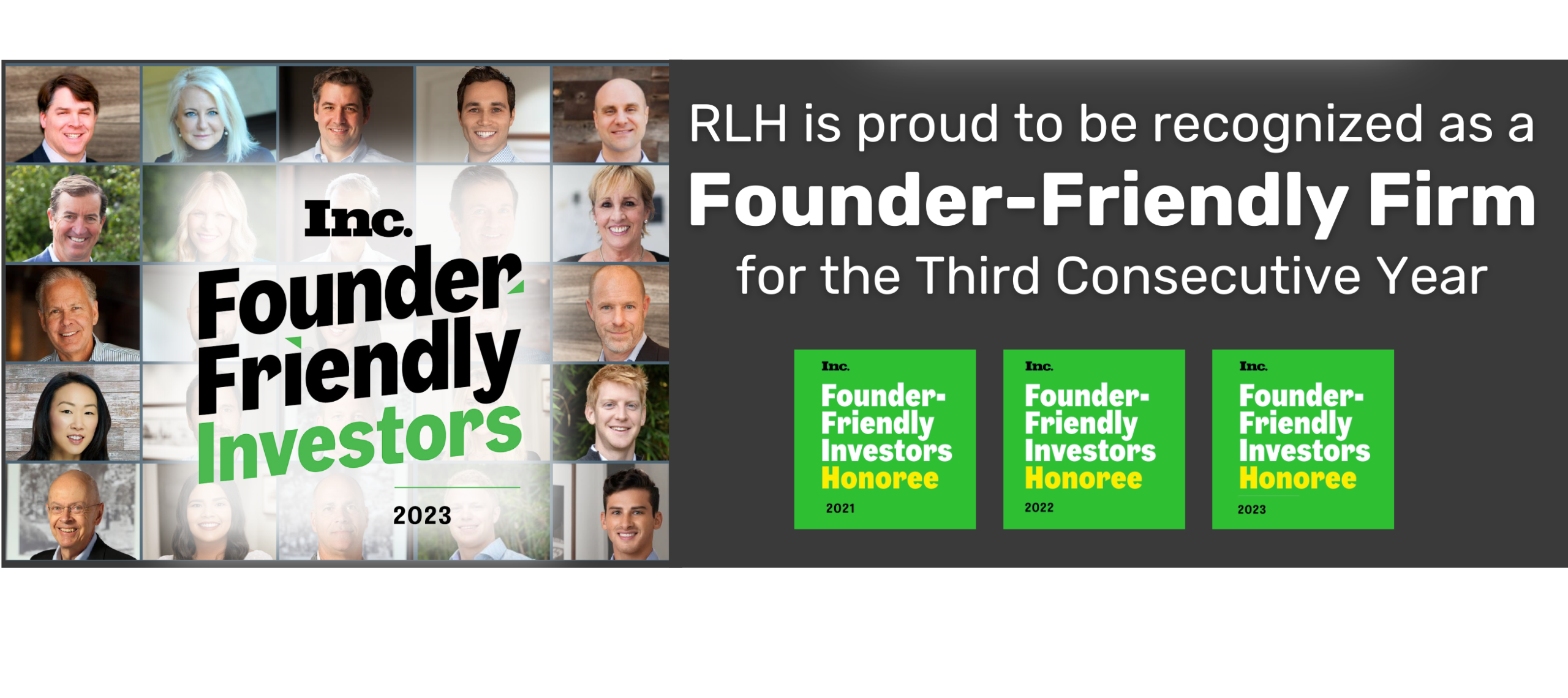 RLH Named Founder-Friendly Investors For Third Consecutive Year