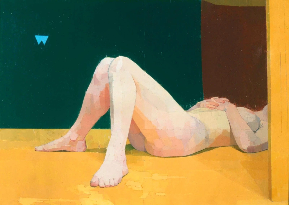 euan-uglow-curled-nude-on-a-stool-1982-3-oil-on-canvas