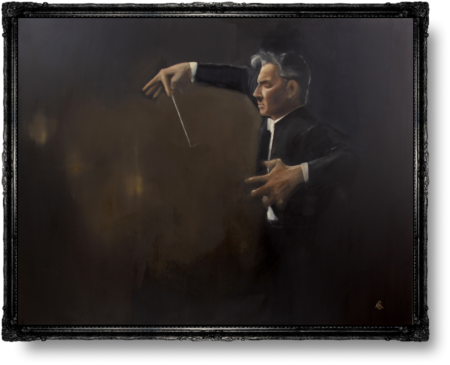 A painting by Nikita Shomerus with the title Karajan