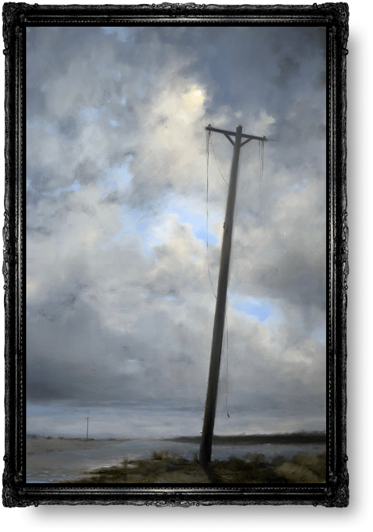 A painting by Nikita Shomerus with the title A Rusty Pole