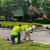 Construction workers replacing fire hydrant