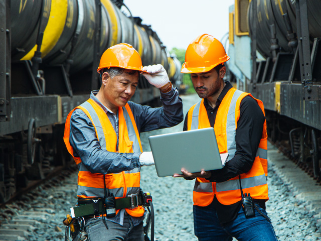 Railroad workers collaborating