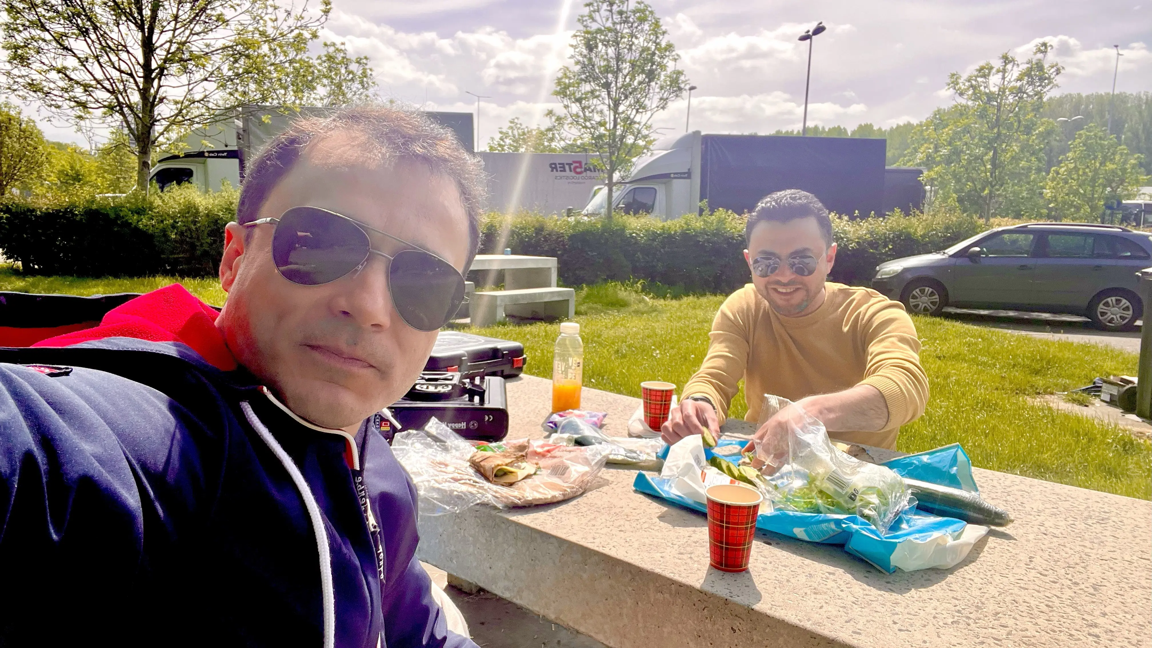 Tawfeeq Mousa with his friend whom he met in the Netherlands.