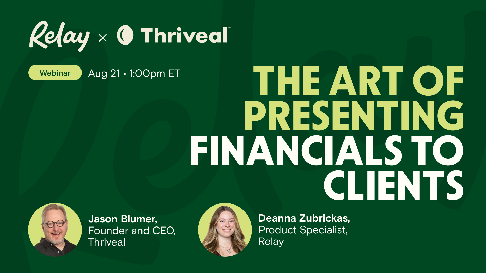 Webinar Banner - The Art of Presenting Financials to Clients